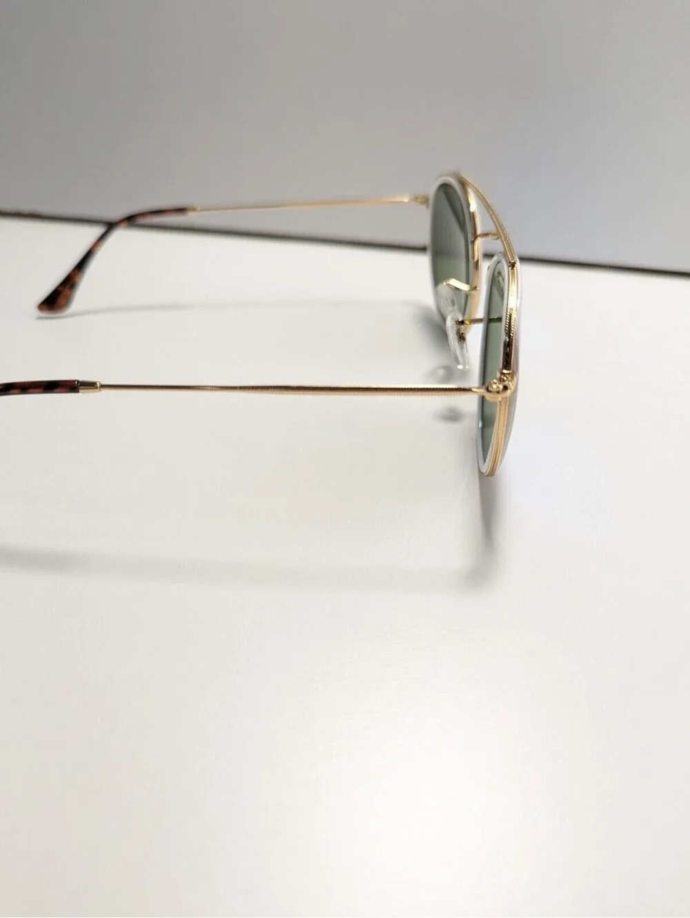 Retro Style Sunglasses  Gold Gradient Blue Lens Double Bridge 53-20